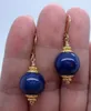 Dangle 12mm släta blå lapis lazuli silver örhängen Leverbacks