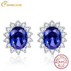 BONLAVIE 3ct Mavi Tanzanite Küpe Lüks Kate Prenses Diana 925 Gümüş Nişan Düğün Saplama Küpe Brincos D1892601