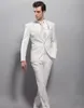 Ternos dos homens Branco Custom Made Blazer Sob Medida Tuxedo Jaqueta Homens Noivo 2 Peças Slim Fit Ternos de Casamento Para O Homem Terno Masculino (Jacket + Calças)