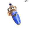 Fashion Rhinestone Cute Bowknot Finger Nail Ring Charm Crown Flower Crystal Female Personality Nail Art Rings Dia 13mm