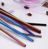 Colorful Stainless Steel Drinking Straw 21.5cm Straight Bent Reusable Straws Juice Party Bar Accessorie OOA4998