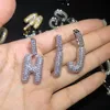 Hip Hop Iced Out Custom Bubble Letters Hanger Ketting Micro Pave Zirkoon met Touw Chian DIY Sieraden voor Men255S