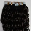 2 Darkest Brown Afro Kinky Curly Tape i mänskliga hårförlängningar 100g Mongolian Kinky Curly Hair 40pcsset Skin Weft Hair1607442