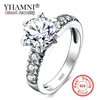 YHAMNI Fine Jewelry Genuine 925 Solid Silver Ring Set Natural White Cubic Zirconia Diamond Band CZ Engagemen Anelli per le donne Ragazze LR68