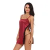 Lace Sex Underwear Erótico Noite Vestido de Costumes Sexuais Íntima Nightie Mulheres Lado Fenda Lingerie Sexy Verão Cetim Pijamas Porno Y18102205