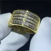 Anello di lusso con montatura per canale 5A Cz Stone Yellow Gold Filled Anello di fidanzamento per fede nuziale per donna Gioielleria raffinata da sposa