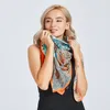 Nowy jedwabny szalik Twill Kobiety duże szalę Square Square Scalves Kobieta Faulard Hidżab Japoński Warrior Printing Head Wrap 130 257T