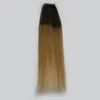 T4 / 27 Blonde Tape Real Hair Extensions 40PCs Skin Weft Mänskliga hårförlängningar Lim 100g Ombre-tejp i Remy Hair Extensions