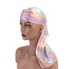 New Style Colorful Sparkly Durag Men Shiny Turban European and American Style Headband Trendy Headwear durag 6 colors