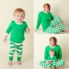 Family Christmas Pajamas Set Adult Women Men Kids Girls Boy Striped Sleepwear Xmas Deer Nightwear Clothes Matching Family Outfits 3 colors