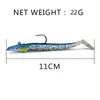 110mm 22g Bionic Fish Hook Soft Baits & Lures Jigs Single Hooks 5 Color Mixed Silicone Fishing Gear 5 Pieces / Box WSB-25