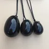 4pcs óvulos de cristal natural huevos yoni obsidiana perforada con piedra de masaje de cuerda sin hajado para que las mujeres fortalezcan el piso pélvico MU7587775