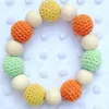 20pcs Baby Play Gym Chew Crochet Round Wooden Beads Candy Ball Knit inside wood Shower Gift Bed Toys Newborn Teether trottie rattl3400363