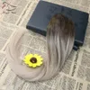 5 klipsów jednoczęściowy klips w ludzkich włosach przedłużanie z koronkowymi prostymi brazylijskimi dziewiczymi włosami Ombre Balayage Color 4 Fading to 182130926