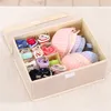 Unterwäsche Socken Aufbewahrungsbox Baumwolle Und Leinen Mit Klappdeckel Hochwertige Finishing Boxen 13 Gitter Rangement Maison Aufbewahrungskoffer