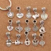 Antiqued Silver Assorted Heart Dangles Alloy Loose Pärlor Passar Europeiska Charm Bracelet Smycken DIY Metal BM6 150pCs / Lot
