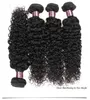 Onda de água Bundles de cabelo humano 3 PCs com fecho de renda mink brasileiro jato reto natural cor preta tecida profundamente para as mulheres meninas todas as idades