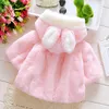 Cute Baby Toddler Girl Warm Winter 3D Ear Coat Snowsuits Jacket Cloak Clothes 0-3 Year