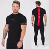 2018 Summer New Mens Gyms T shirt Crossfit Fitness Bodybuilding Letter Printed Male Short Cotton Clothing Brand Tee Tops 3 Color