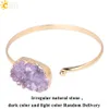 CSJA manschettarmband för kvinnor Purple Natural Stone Bangle Amythest Crystal Quartz Gold Color Bangles Justerbar Wedding Charm Jewe7135030