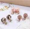 Fashion jewelry mix 20 style 20Pairs/lot delicate Crystal Pearl Double sided Earrings Opal gemstone screw Earrings Fit girl Madam