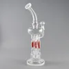 Dubbele Filter Waterleidingen 13.7 "Glasbongen Recycler Glas Bong 14mm Mannelijk Joint met Glazen Kom