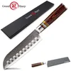 7 tum Damascus Kitchen Knives Santoku 67 Lager VG10 Japanese Damascus Chef Cooking Tools Rostfritt Steel Christmas Gift Grandsha9545642