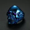 Punk Skull Ring Ornaments Classic Stainless Steel Ghost Head Golden Rings Men Kids European Style Fashion Jewelry 20pcs T1C371