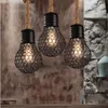 Старинные веревка подвесной светильник Эдисон лампы американский стиль металлический каркас лампы ресторан столовая огни промышленного бар освещение