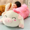 Dorimytrader Giant Lovely Lying Cartoon Fat Pig Plush Toy Big Stuffed Sleeping Pig Pillow Doll Baby Present 47inch 120cm DY61521