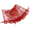 sacs cadeaux en organza rouge