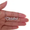 Christina Nameplate Pendentif Nom personnalisé collier pour femmes Charme personnalisé Colliers Acier inoxydable Or et Argent lettre de police