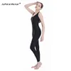 SPEERISE femmes noir Unitards hommes Spandex Ballet sans manches Unitard gymnastique une pièce danse porter Costume pour adulte body