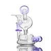hookahs Mini Dab Rig Recycler Cool Glass Bong Bubbler Pipe with Purple Ball 5.5 Inch