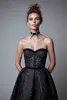 Berta 2020 Black Aftonklänningar Sweetheart Lace Appliques Prom Kappor Skräddarsy Tea Längd En Linje Special Occasion Dress