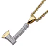 Hip Hop Gold Color Plated Chopper Pendant Necklace Micro Pave Zircon Iced Out Jewelry With Rope Chain