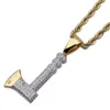 Hip Hop Gold Color Plated Chopper Pendant Necklace Micro Pave Zircon Iced Out Jewelry With Rope Chain8171929