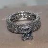 ファッションジュエリープリンセスカット 4ct Cz 5A ジルコン石 14KT ホワイトゴールド充填婚約結婚指輪リングブライダルセット Sz 5-11