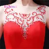 2020 Red Long Mermaid Evening Dresses Scoop Neck With Crystal Sleeveless Prom Gowns For Party Dress8486307