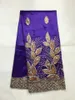 5 야드 몰트 장식 조각 디자인과 옷을 입은 2 야드 그물 레이스가있는 아름다운 로얄 블루 아프리카 조지 레이스 직물 JG29