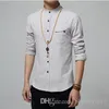 5XL Coton Lin Hommes Chemise Nouveau Stand Col Casual Mâle Chemise Slim Fit Hommes Chemises À Manches Longues Camisa Hombre