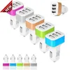 Universal Triple USB Car Charger Adapter Socket 3 Port Car-laddare till iPhone Samsung iPad om mer än 200PCs