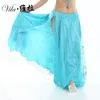 9 färger Nya Kvinnor Belly Dance Kläder Fullständig cirkel Maxi Skirt Side Split Long Kjol 2 Lager Rose Belly Dance Kjolar