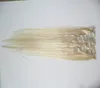 16" 18" 20" 22" 24" 26" Machine Made Remy Straight Clip In Human Hair Extensions 100G 100% Human Hair Clips In Blonde 7Pcs/Set