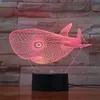 Requin 3D illusion visuelle lumière 7 couleurs Table à langer lampe de bureau tactile noël 2018 # R21