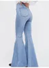 2018 Automne Femmes Jeans Vintage taille haute Élastique Denim Flare pantalon Sexy Skinny Pleine longueur Streetwear Femme Jeans pantalon