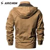 S.ARCHON US Air Force Tactical Hooded Pilot Jackets Men Winter Warm Cotton Military Bomber Jacket Cargo Outerwear Flight Clothes