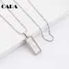 CARA 2017 New Fashion Summer square 999 fine gold color dog tag necklace rhinestones ball chain necklace gift men women CAGF0135