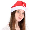 200pcs 빨간색 산타 클로스 모자 nonwoven 울트라 부드러운 봉제 크리스마스 코스프레 모자 장식 성인 어린이 크리스마스 파티 모자
