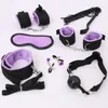 Seks handen tepel klemmen zweep gag bdsm sex kraag masker bondage set sexy lingerie handen voor erotische seksspeeltjes voor vrouwen mannen y18101501